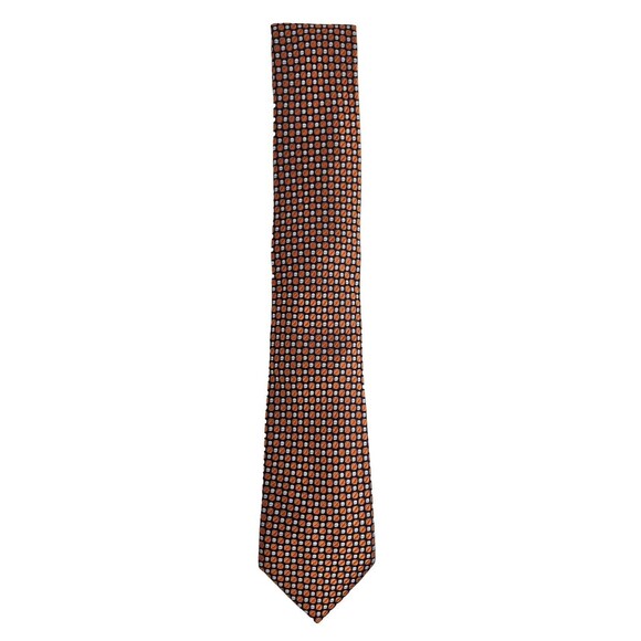 TOMMY HILFIGER NECKTIE ORANGE GRAY BLUE GEOMETRIC TIE 52" - Picture 1 of 2